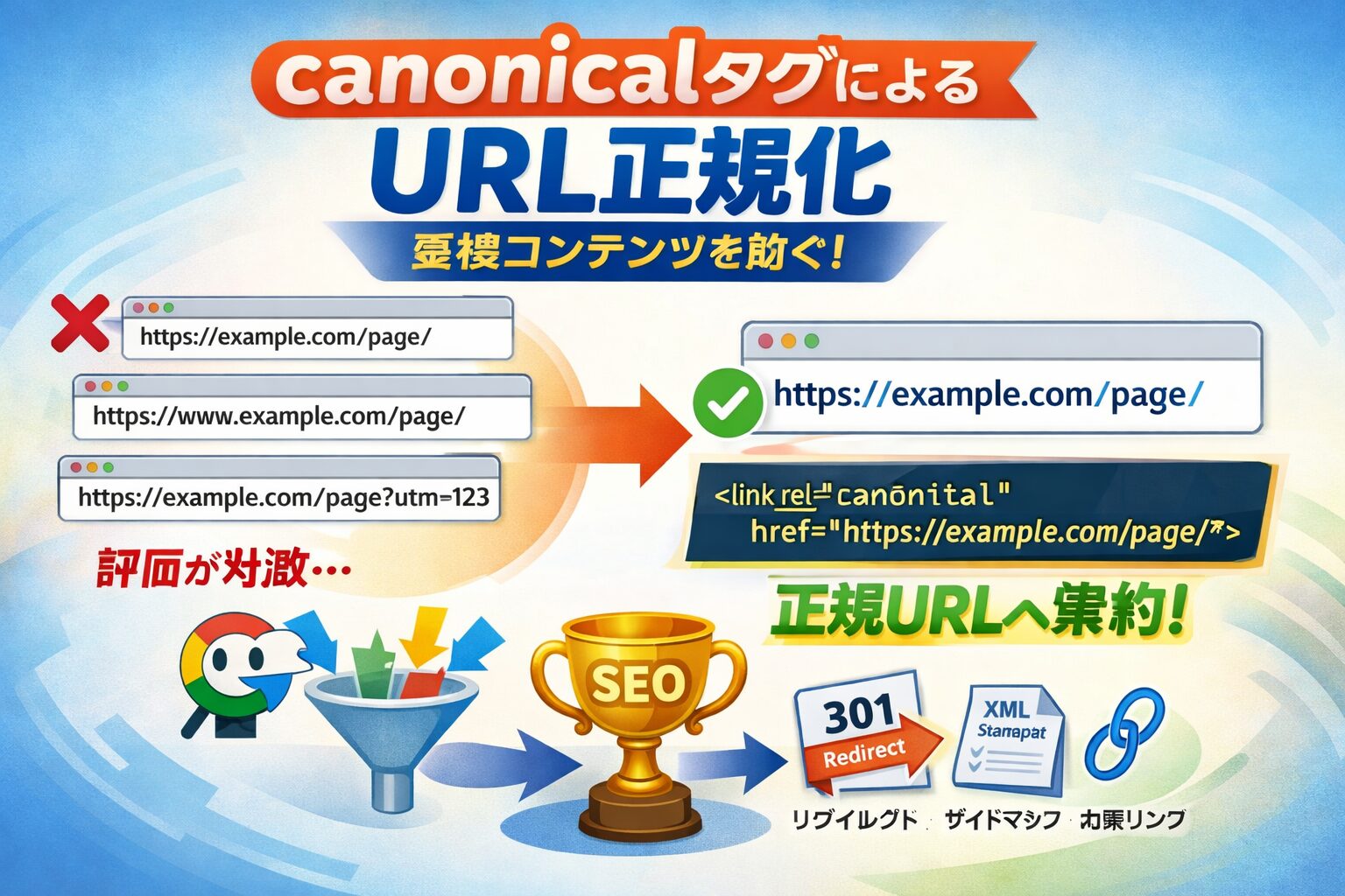 カノニカル（canonical）タグによるURL正規化：重複コンテンツを防ぐ